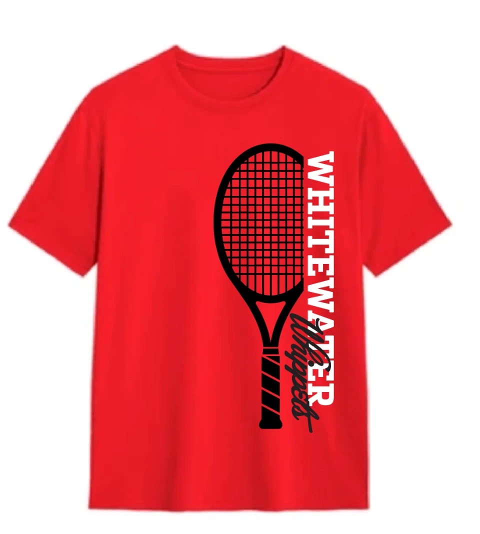 Crimson Red Whippets tennis tee — front view